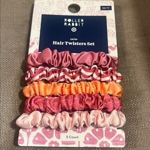 ROLLER RABBIT X TARGET SATIN HAIR TWISTERS SET (5)-pink & orange , NWT